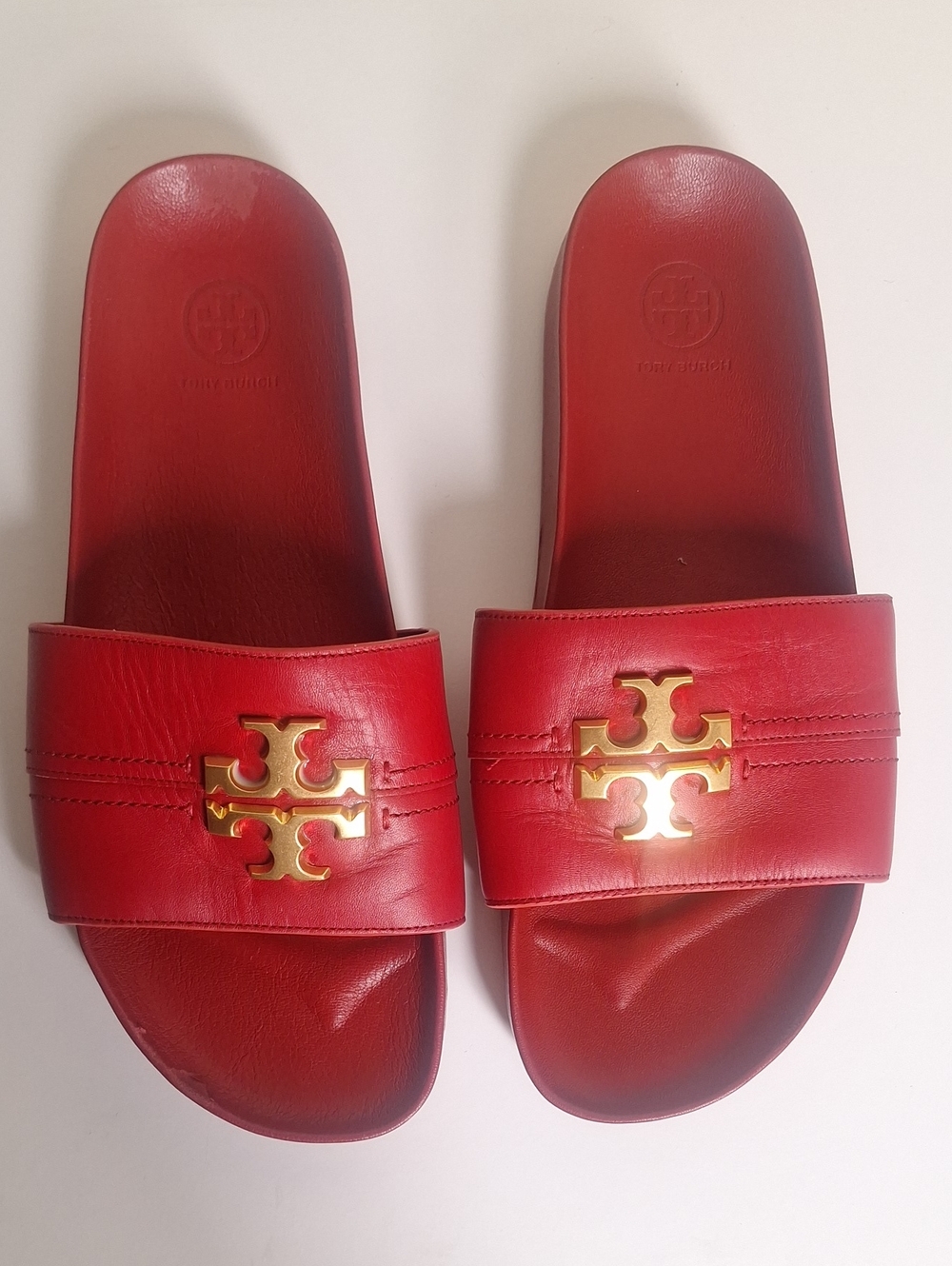 Tory Burch Everly Anatomic Cloud Calf Leather Slides Size 10